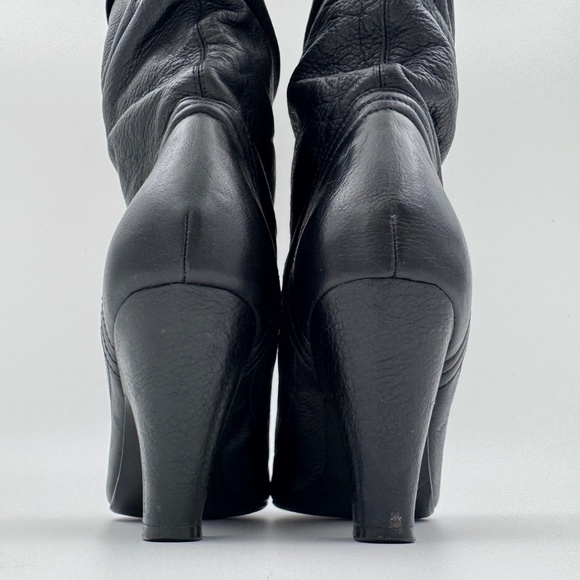 Steve Madden Women's Black Leather Slouchy/Ruched Mid-Calf Heel Boots - Size 5.5 - Picture 6 of 15